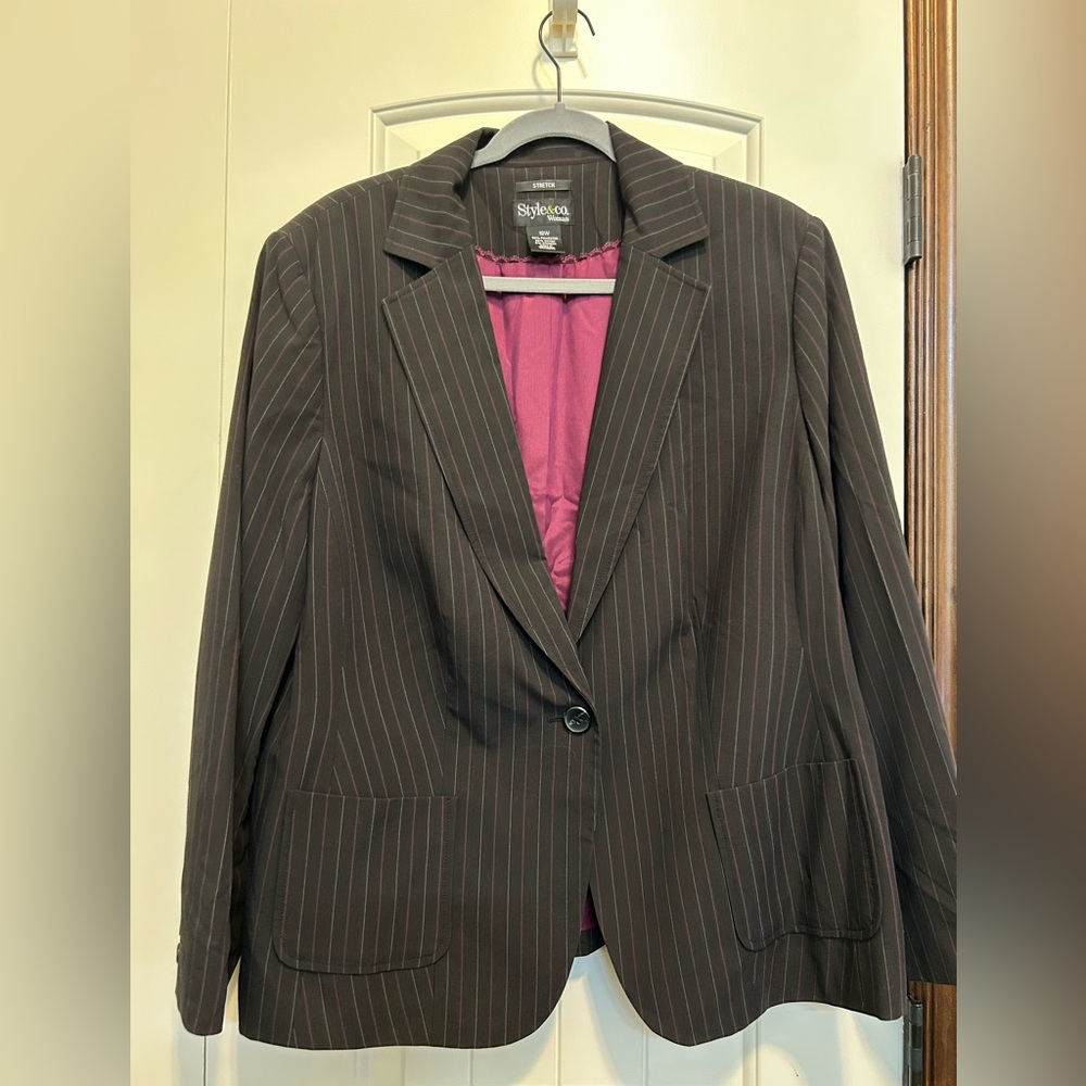 Style & Co. Women's Brown Pinstripe Suit